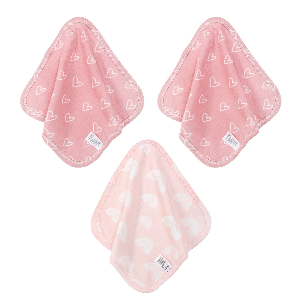 Infancie 3-Pc Bamboo Cotton Baby Wash Cloth (Pink)